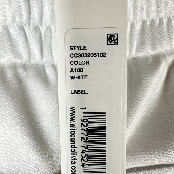 Alice + Olivia Jody Satin High-Waist Slit Front Pant White Size US 2 - Picture 6 of 13